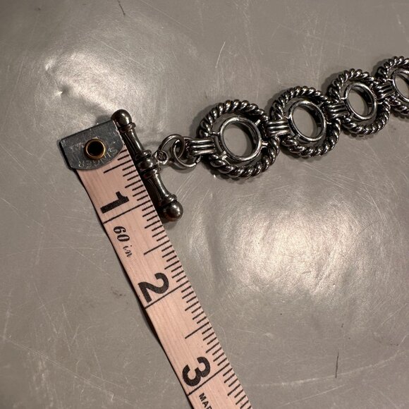 Rope Circle Chain Link Statement Belt Vintage T Bar Clasp Silver Adjustable - Picture 16 of 16